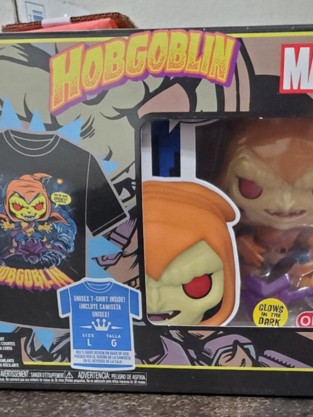 Sealed Unopened Target Exclusive Glow in Dark Hobgoblin Funko Pop & Tee Size L